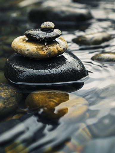 Zen SPA stone water artistic conception picture minimalist photography style composition aesthetic --ar 3:4 --v 6.0