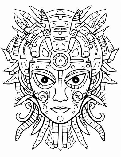 Zentangle Alien Coloring Books page, full color, cluttered maximalism, coloring page, black-and-white outline, simple outline, flat, 2d, on white background::1.5 coloring page, outline::0.5 gradients::-1 --ar 85:110 --style raw --v 5.2
