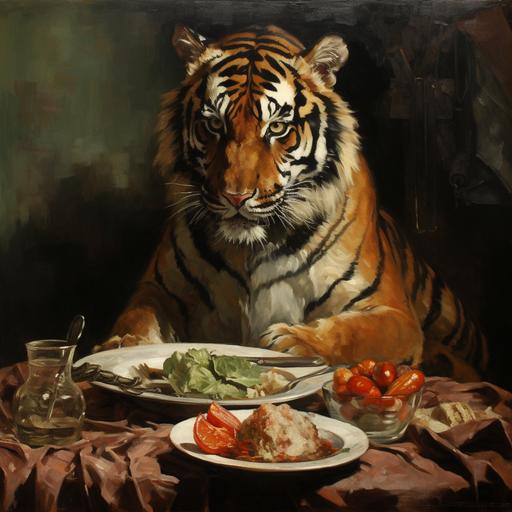 a 🐯 has just finished a meal. the tiger is the one eating. What did the tiger eat? well, meat probably. what meat? meat of.... ??? WW2 german collaborator Coco Chanel I think
