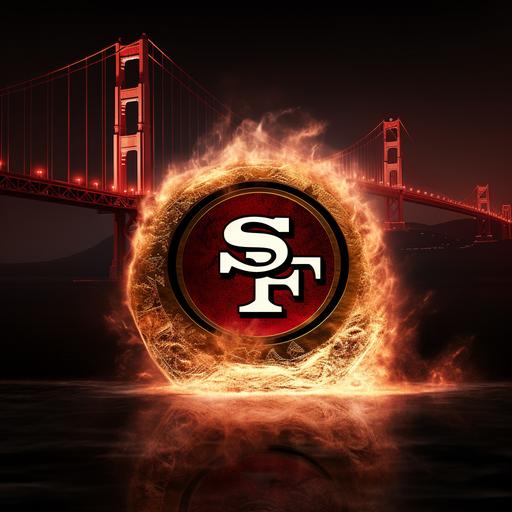 a 49ers logo on fire 