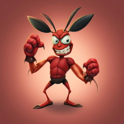 a Disney style cartoon mosquito wearing boxing gloves facing left