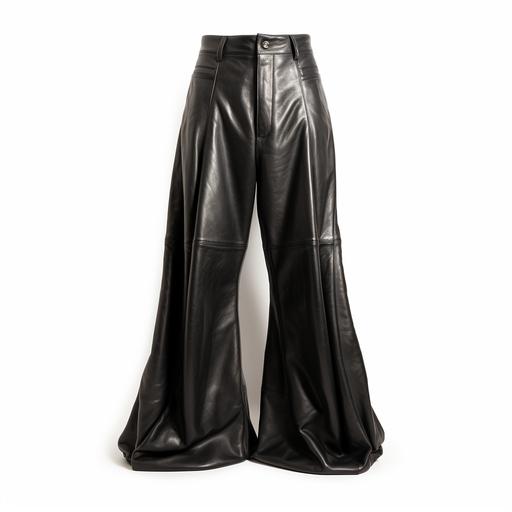 a Rick Owens super long leather pants, product picture on white background