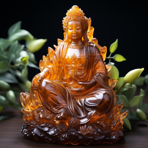 a Wulfenite Crystal carved female budha, sit on Wulfenite crystalized lotus, epic real, photo real, backlit, --s 750