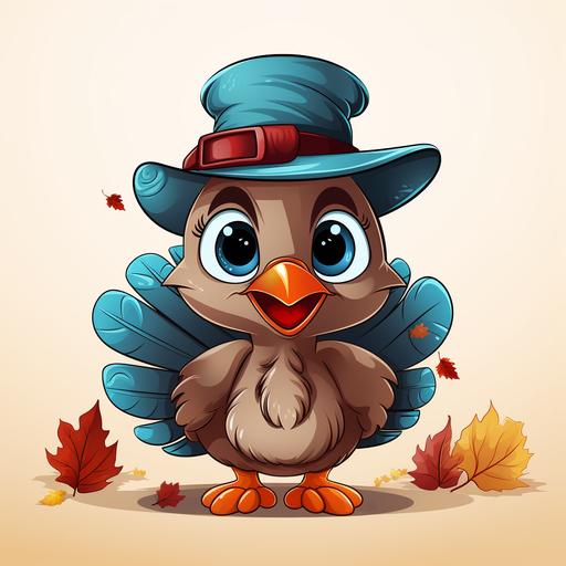 a adorable cute thanksgiving turkey cartoon in this style  --v 5.2 --s 750