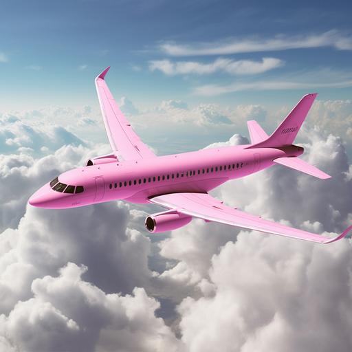 a all pink airplane flying in the sky