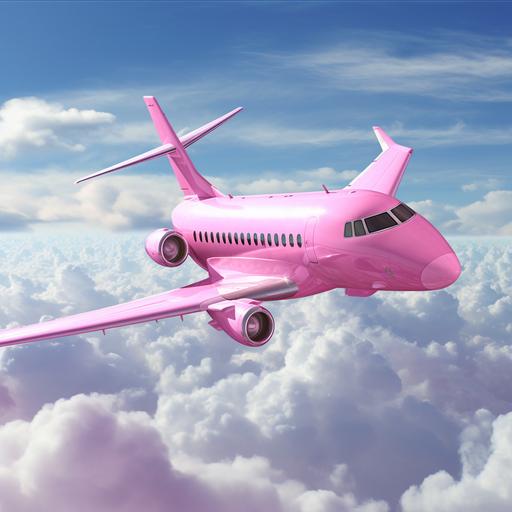 a all pink airplane flying in the sky