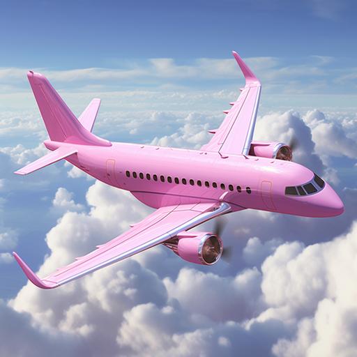 a all pink airplane flying in the sky