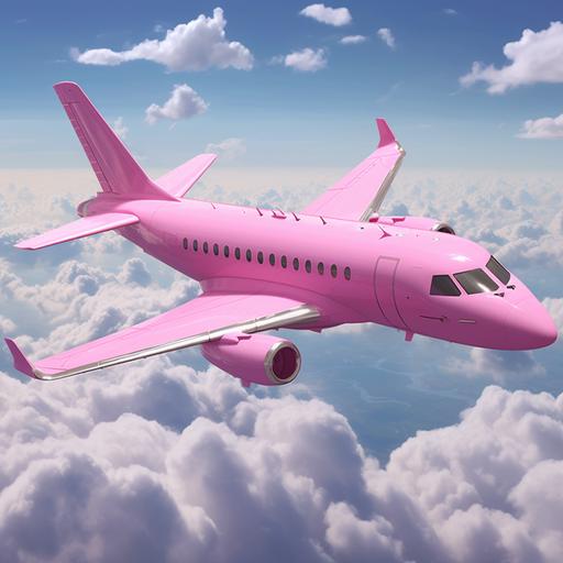 a all pink airplane flying in the sky