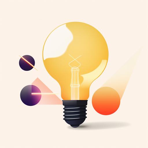 generate a an illustration, on white background, flat, 2d, showing YELLOW LIGHTBULB , similar to this style: