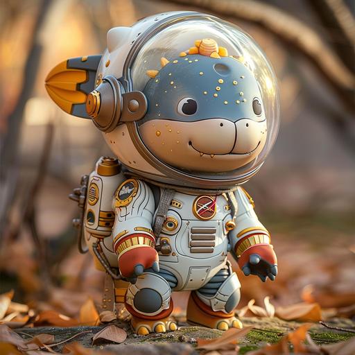 a baby t-rex cute toy using an astronaut suit, color full, cute vinyl toy, highly detailed --v 6.0 --s 250 --style raw
