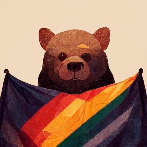 a bear waving a bear pride flag