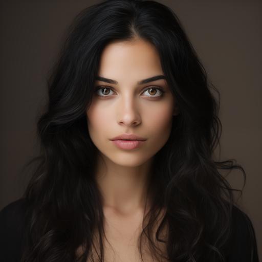 a beautiful 21yo Italian and Spanish woman model, has a beautiful black hair
