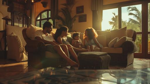a beautiful Dominican family spending time with each other, hyper real, cinematic --v 6.0 --ar 16:9
