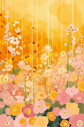 a beautiful boba tea flower colonnade garden a yellow in the style of patterned paper piecing, yellow pink peach, scrapbooking inspired, kawaii chic, collage frenzy, beatrix potter, geometric shapes & patterns, vibrant stage backdrops, crisp and delicate, Brittney Lee, margaret brundage, sparklecore, glittercore, pretty --ar 2:3 --q 1.0 --v 6.0