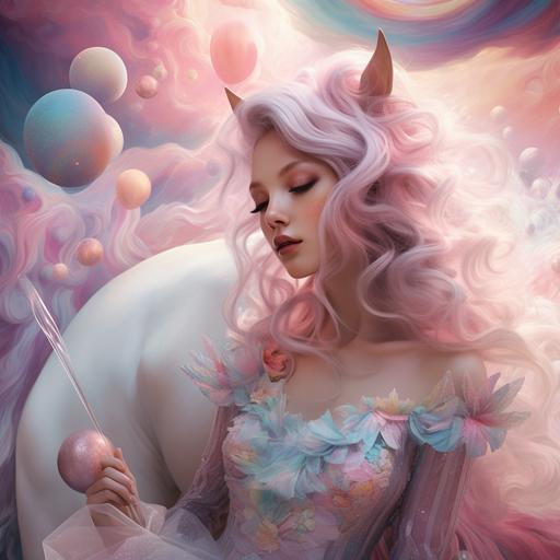 a beautiful woman unicorn pastel cotton candy dream picture book touch