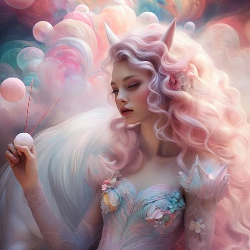 a beautiful woman unicorn pastel cotton candy dream picture book touch