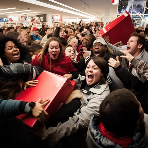 a black friday image of happy shoppers during a sale in canada