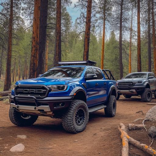 a blue 2020 Ford Ranger FX4 with Ford Ranger Raptor front and rear fenders and weels