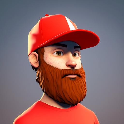 a boy in beard wearing puma red hat face 3d emote