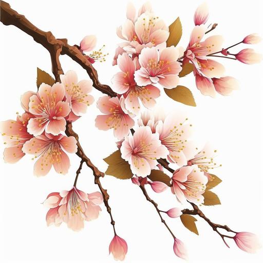 a branch of Japan cherry blossom, clipart