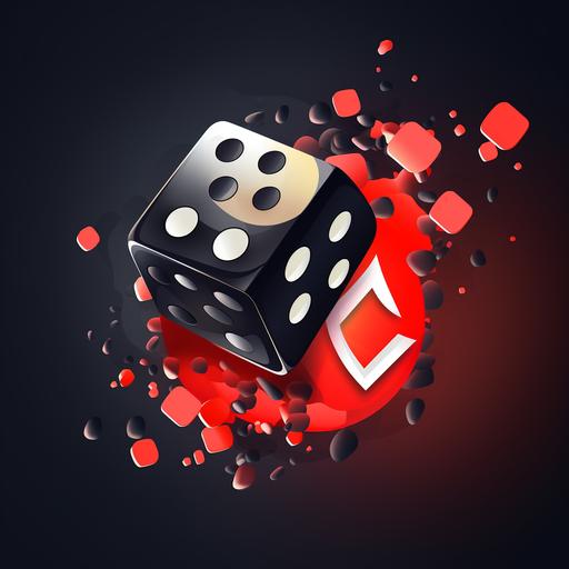 a brand logo with dice, professional, YouTube logo