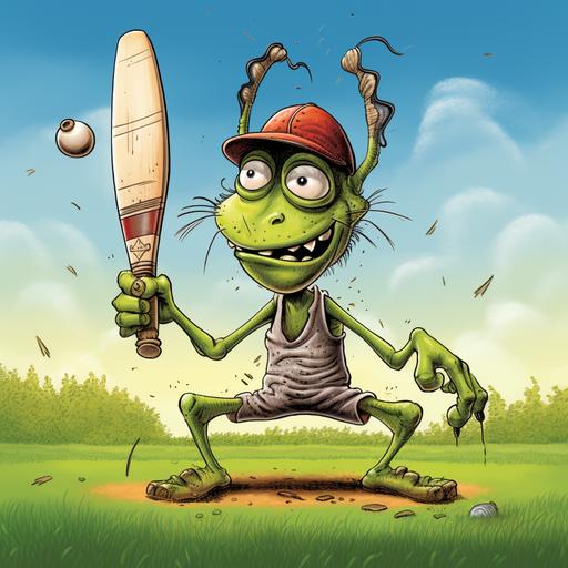 a cartoon crickett bug playing cricket