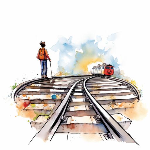 a cartoon image that symbolizes getting your life on track, white background