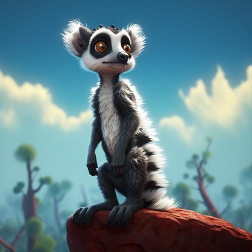 a cartoon lemur is standing up and looking, in the style of raphael lacoste, quirky caricatures, jacek szynkarczuk, meticulous brushwork, 32k uhd, black-and-white, fatima ronquillo