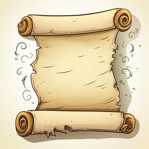 a cartoon scroll of old parchment, curled up, 2d, cartoon style --s 50