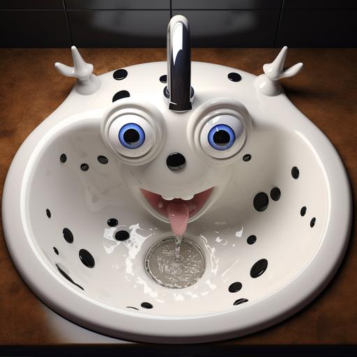 a cartoon sink with big cow eyes