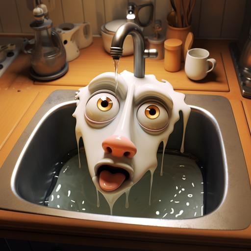 a cartoon sink with big cow eyes