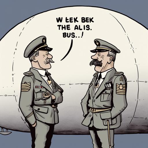 a cartoon, two pilots on the hindenburg talking to each other, one says 'feels like a BAU week' --v 5