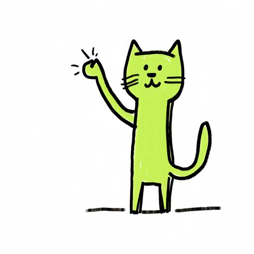a cat stick figure becoming a pea and showing paws