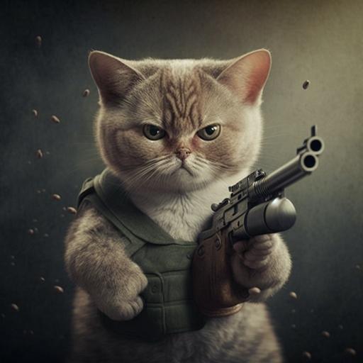 a cat with a gun