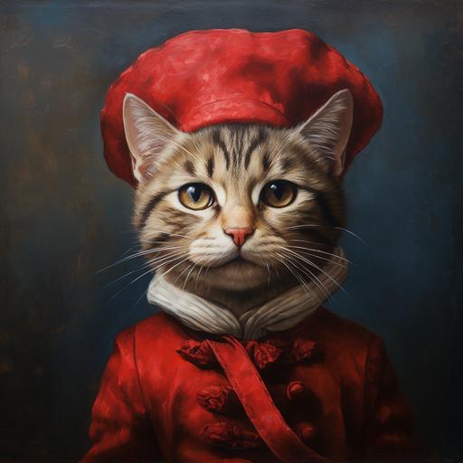 a cat with red hat