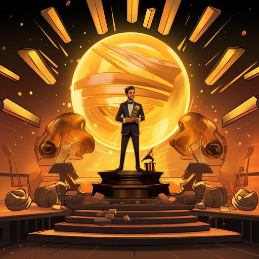 a ceo receives a grammy award in awesome stage in cartoon theme
