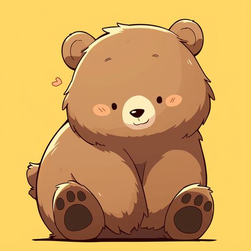 a chibi grizzly bear, simple vector style, bright color, pixar style --niji 6