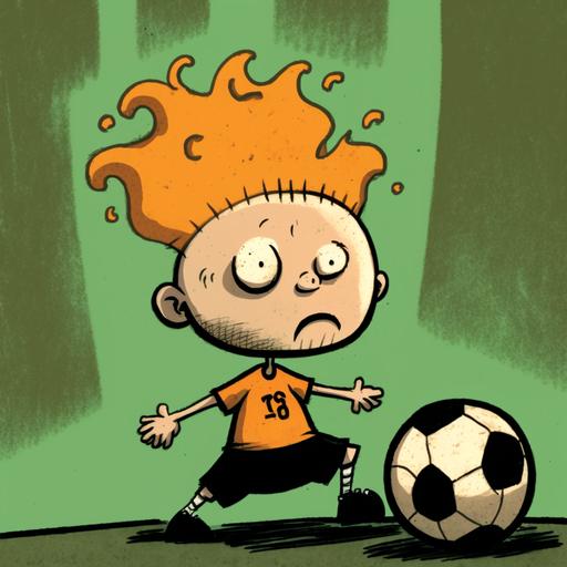 a children’s cartoon of a soccer player who has the ability to make the ball bend in any direction