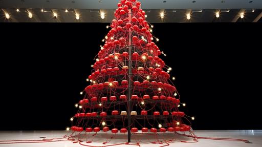 a christmas tree, decorated with little red telephones,   --ar 16:9