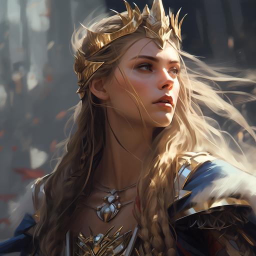 a close up of a Viking warrior princess, war paint, very attractive, braided hair, crown, fantasy art, world of Warcraft fan art