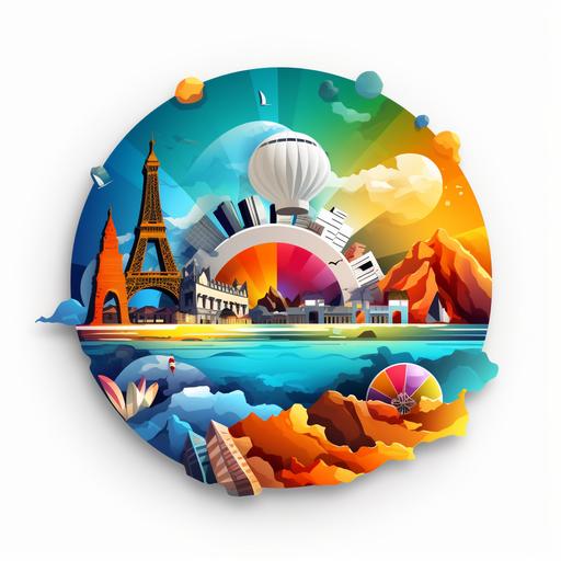 a colorful discount travel hub app logo like the following