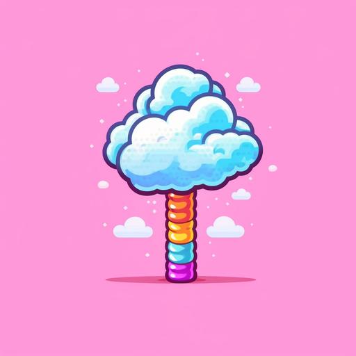 a cotton candy logo in pixelart gamestyle with outstanding colours.