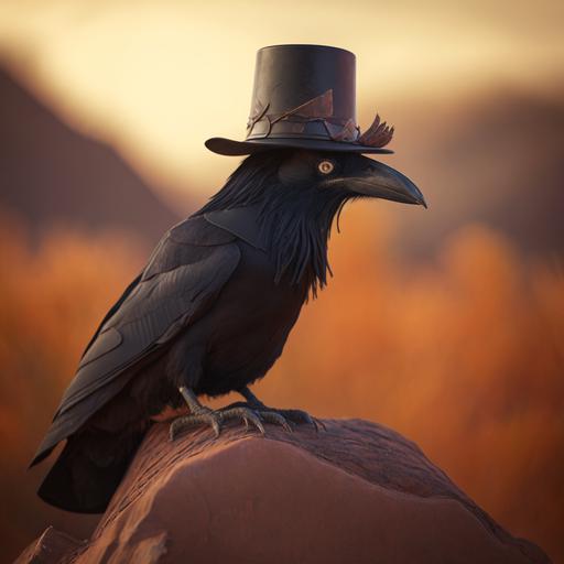 a crow on top of slashs hat