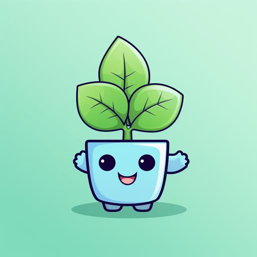 a cute Mint Plant cartoon character