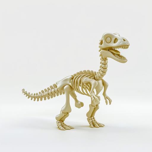 a cute T-Rex skeleton, vinyl toy, 3d model, white background, cute and funny --v 6.0 --s 250 --style raw
