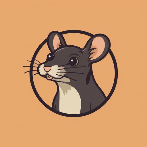 a cute and simplistic cartoon rat as a logo for a shirt