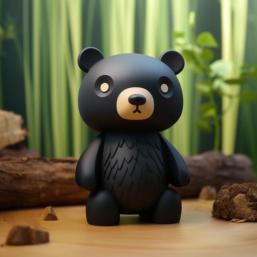 a cute black bear 3D vinil TOY ART Style