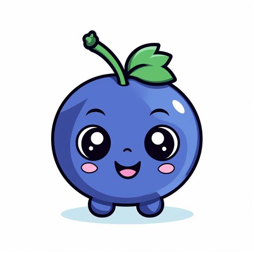 a cute cartoon blueberry that is just a black and white outline drawing