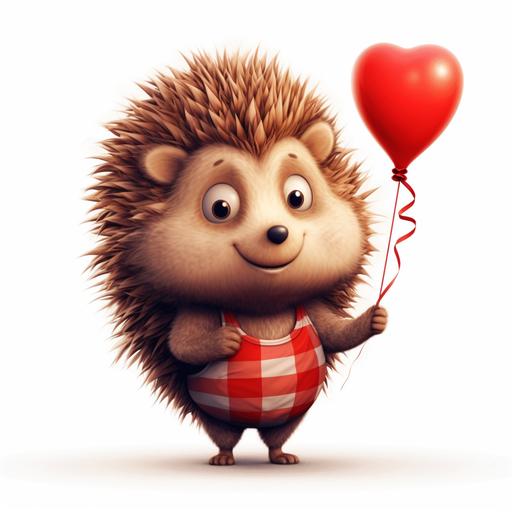 a cute cartoon hedehog holding a heart shaped ballon