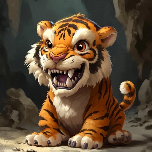 a cute saber-toothed tiger, Clipart, Pixar style, --v 6.0